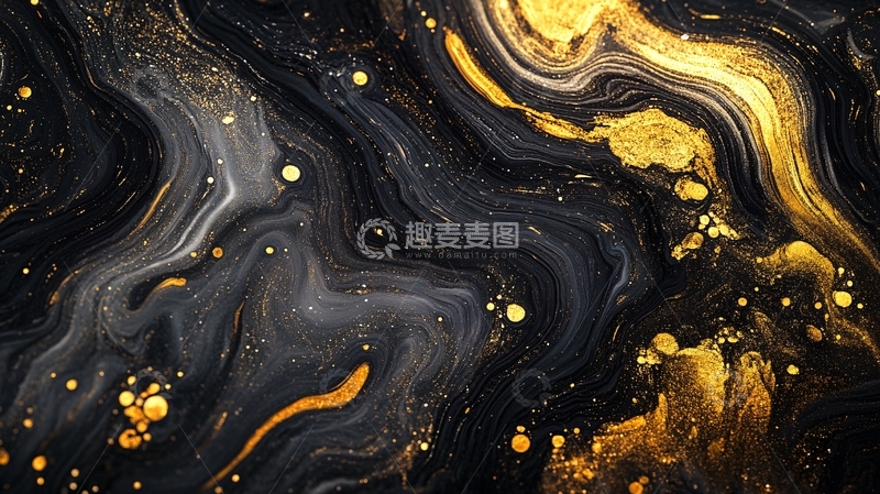 高清大图下载【趣麦麦图】黄金流体艺术画1