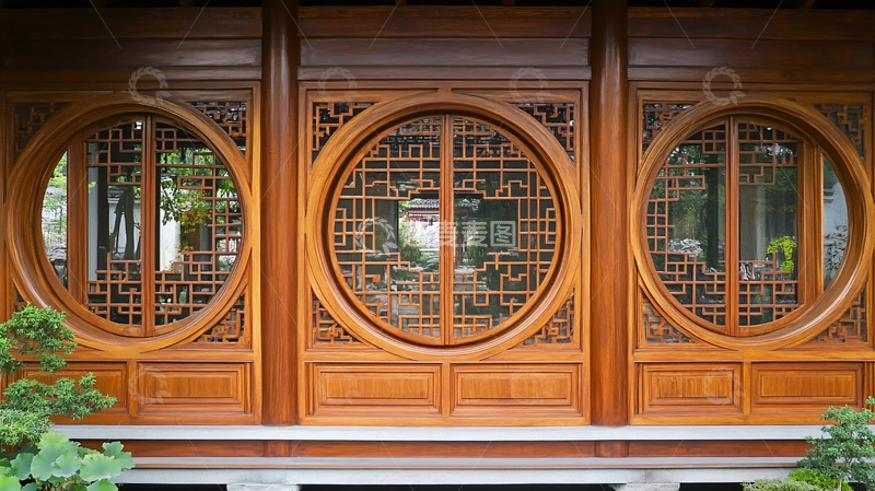 高清大图下载【趣麦麦图】中式园林隔断窗户