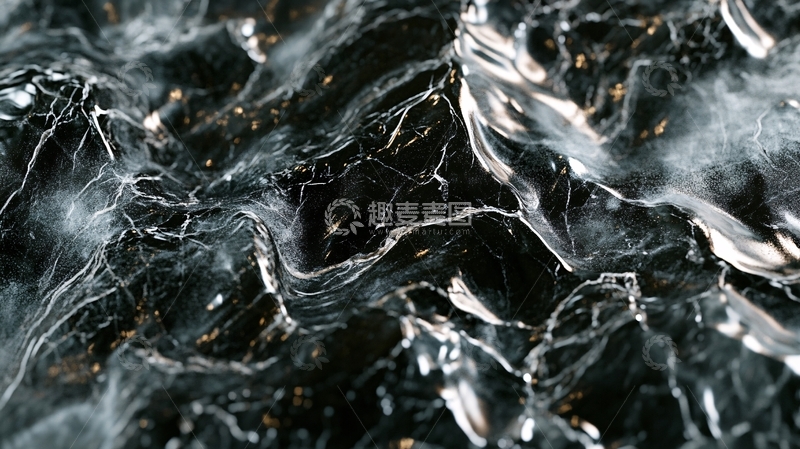 高清大图下载【趣麦麦图】金色动感线条流体熔浆4