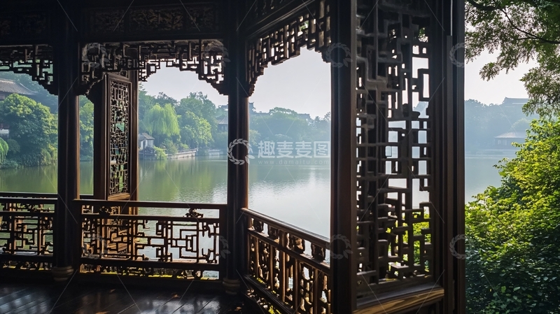 高清大图下载【趣麦麦图】清晨的古典园林