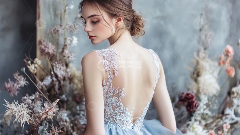 高清大图下载【趣麦麦图】浅蓝色婚纱