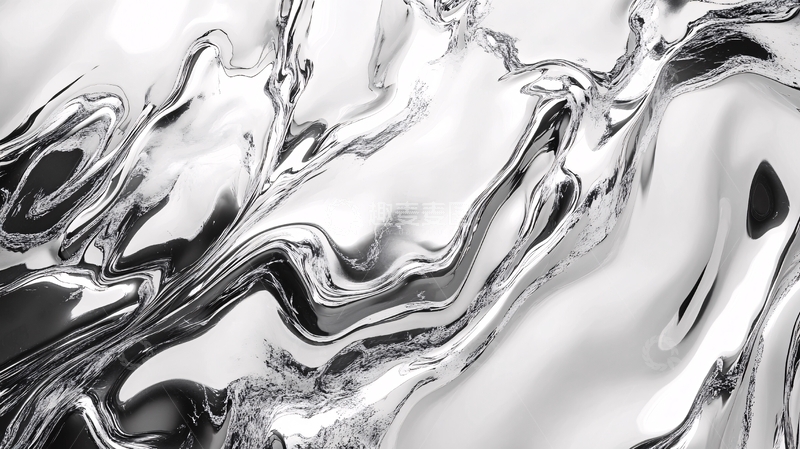 高清大图下载【趣麦麦图】银色液态金属背景1