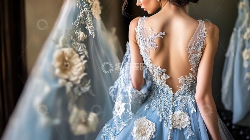 高清大图下载【趣麦麦图】浅蓝色婚纱1