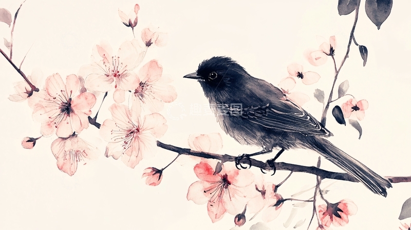 高清大图下载【趣麦麦图】高清手绘花鸟壁纸1