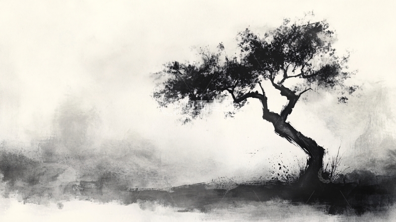 高清大图下载【趣麦麦图】意境水墨古树3