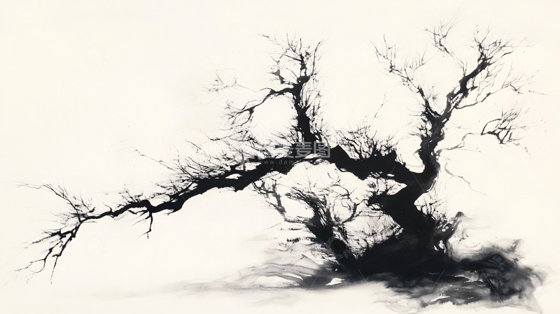 高清大图下载【趣麦麦图】意境水墨枯树