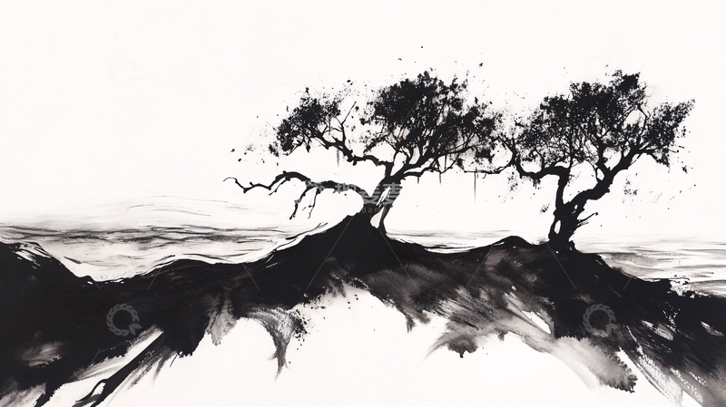 高清大图下载【趣麦麦图】意境水墨枯树1