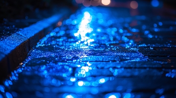 地面上的蓝色光影