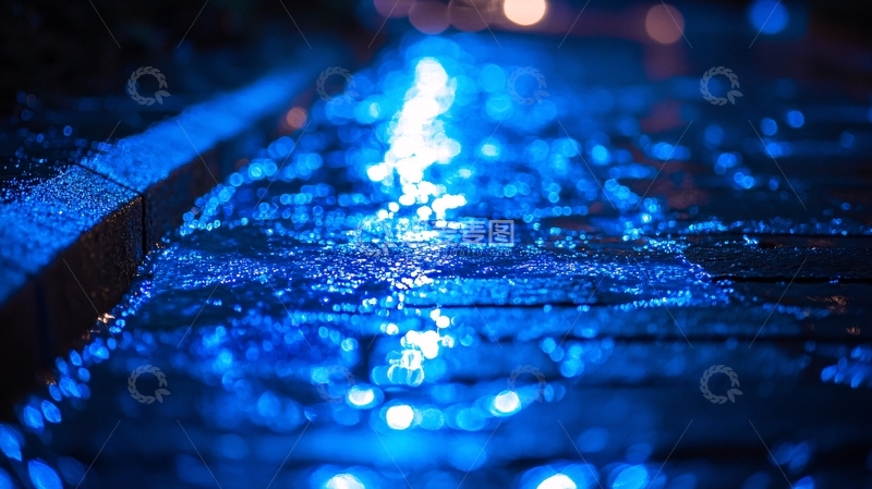 高清大图下载【趣麦麦图】地面上的蓝色光影