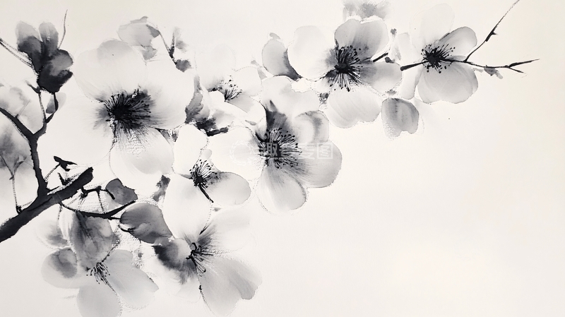 高清大图下载【趣麦麦图】水墨梅花壁纸2