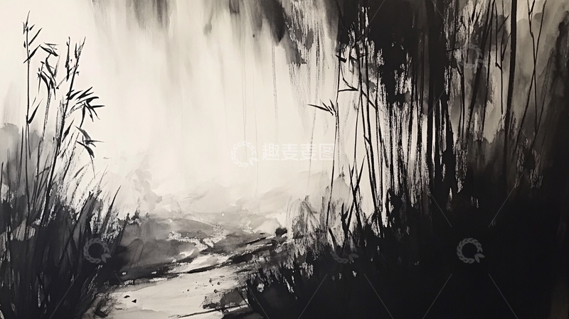 高清大图下载【趣麦麦图】画意芦苇光影背景1