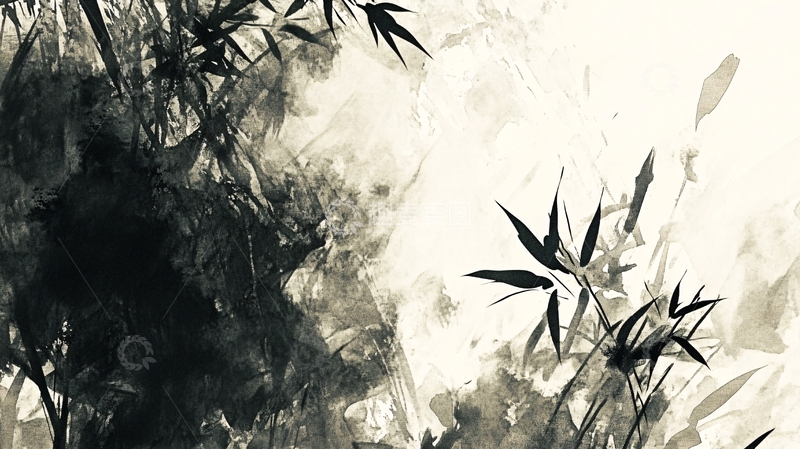 高清大图下载【趣麦麦图】墨竹山水图