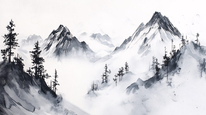 高清大图下载【趣麦麦图】雪山插画3