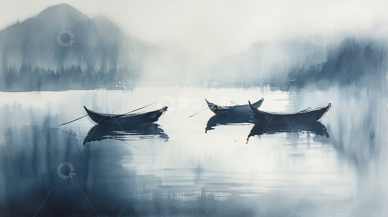 高清大图下载【趣麦麦图】孤舟插画3