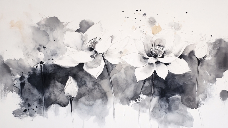 高清大图下载【趣麦麦图】现代画水墨荷花艺术画