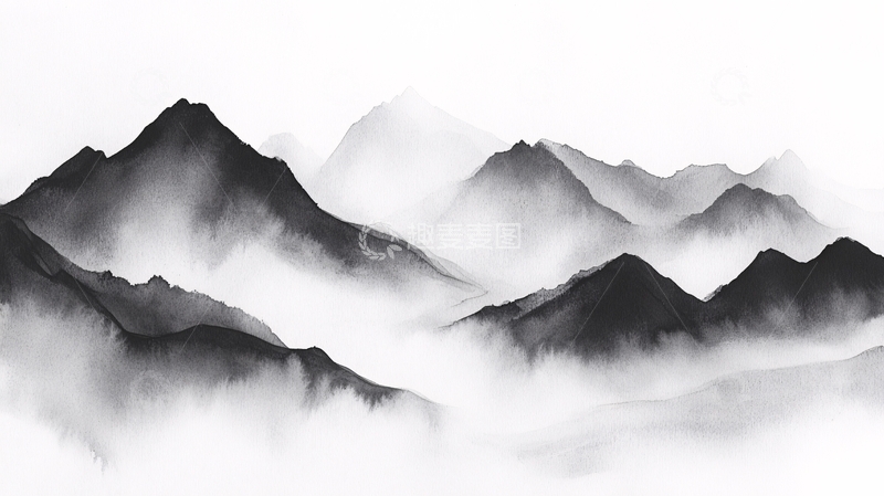 高清大图下载【趣麦麦图】新中式大幅水墨山3