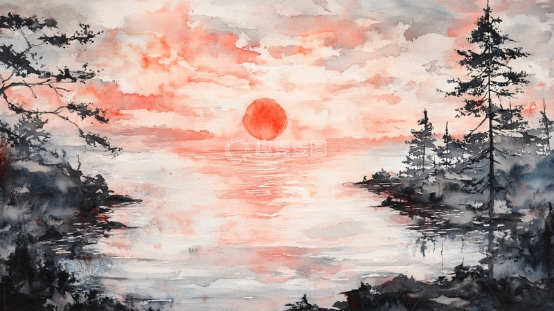 高清大图下载【趣麦麦图】插画红日5