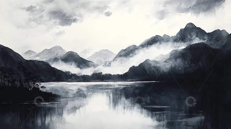 高清大图下载【趣麦麦图】山湖插画68