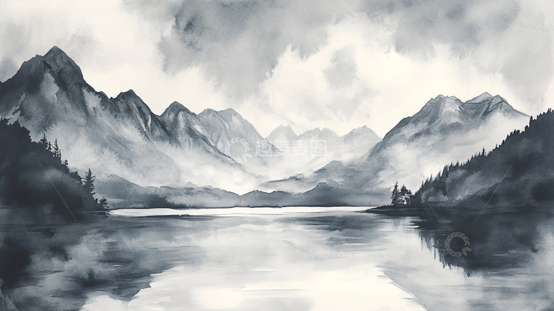 高清大图下载【趣麦麦图】山湖插画70