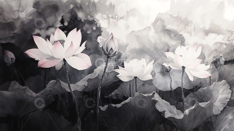 高清大图下载【趣麦麦图】数码手绘荷花5