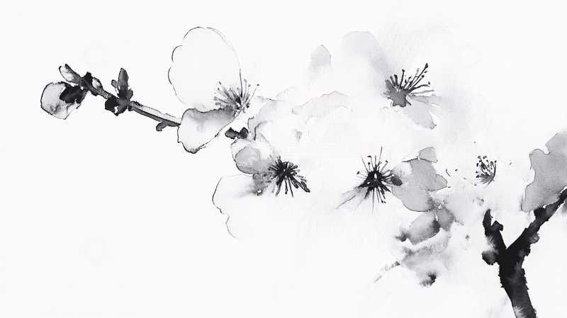 高清大图下载【趣麦麦图】水墨杏花