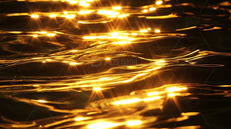 高清大图下载【趣麦麦图】-水面金色波光