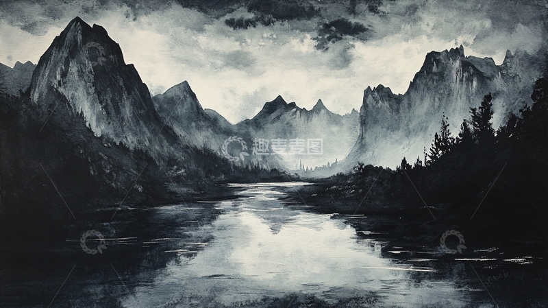 高清大图下载【趣麦麦图】水彩漓江
