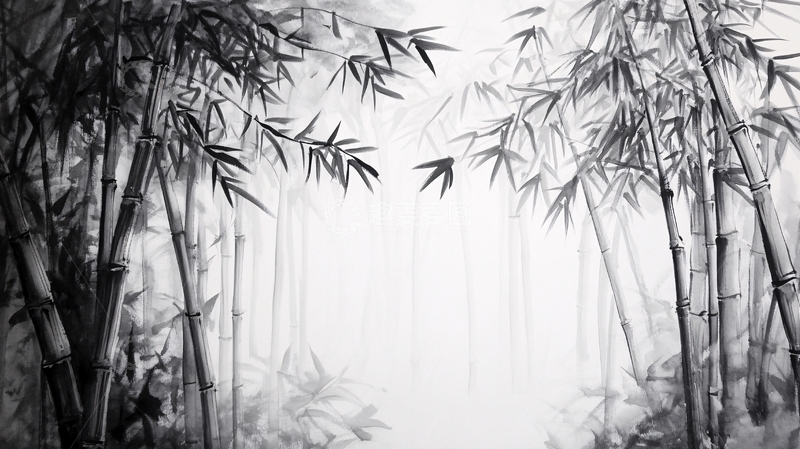 高清大图下载【趣麦麦图】竹林水墨5