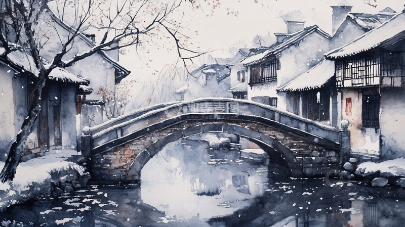 高清大图下载【趣麦麦图】江南小镇水彩