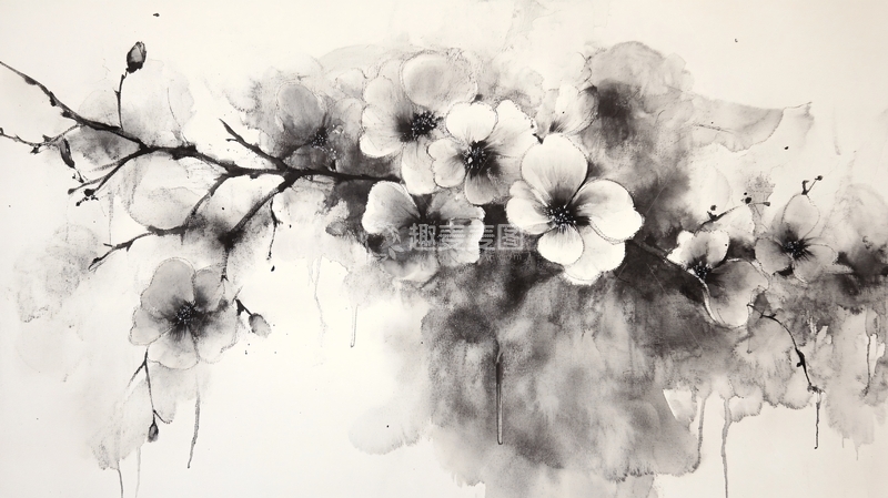 高清大图下载【趣麦麦图】水墨大花