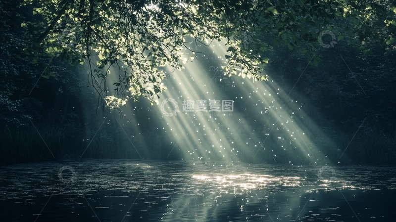 高清大图下载【趣麦麦图】-阳光洒在湖面水面上