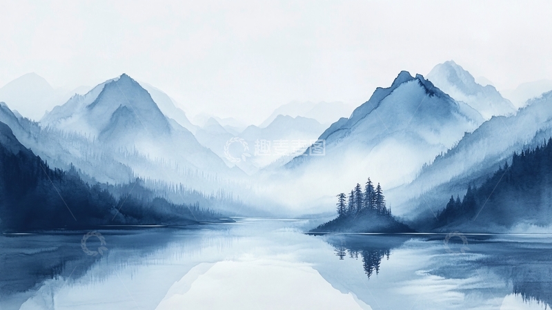 高清大图下载【趣麦麦图】蓝色梦幻山水风情42