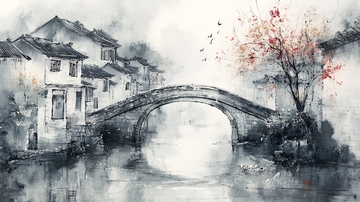 水墨小桥江南古镇