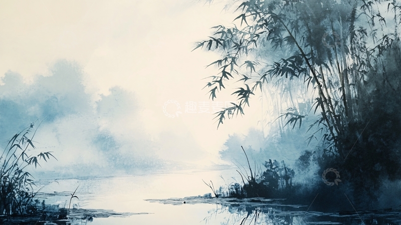 高清大图下载【趣麦麦图】画意芦苇光影背景2