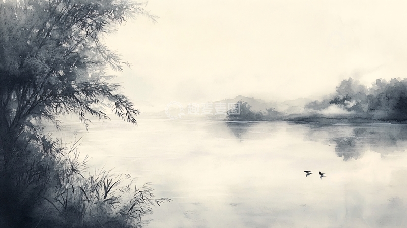 高清大图下载【趣麦麦图】湖畔意境艺术画18