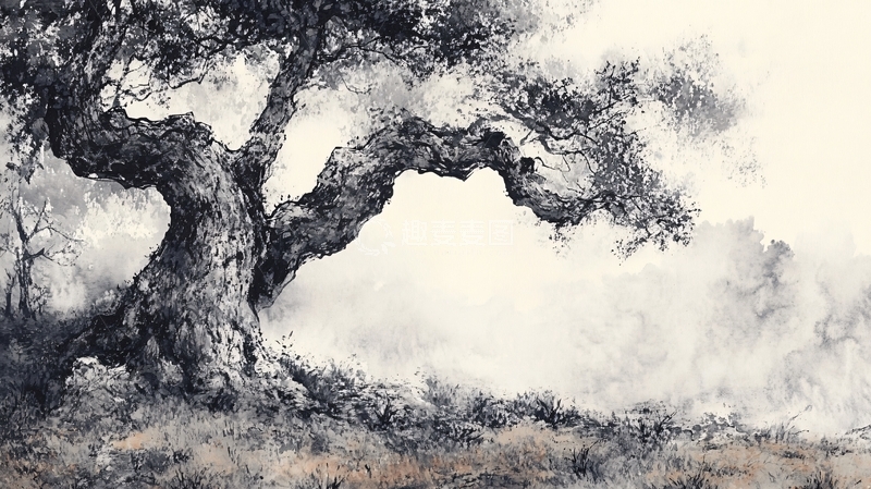 高清大图下载【趣麦麦图】意境水墨古树6