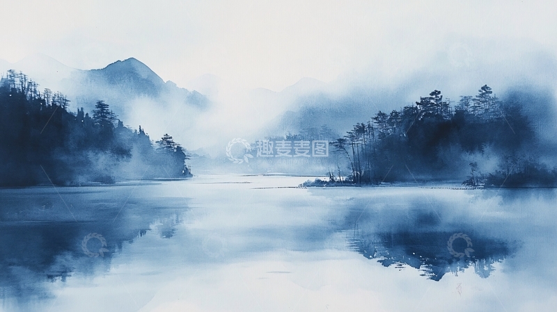 高清大图下载【趣麦麦图】蓝色梦幻山水风情40