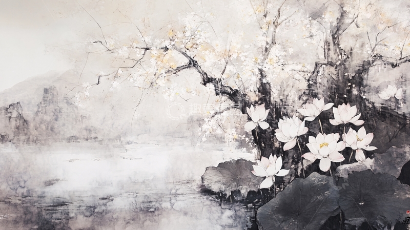 高清大图下载【趣麦麦图】意境风景画水彩荷花14