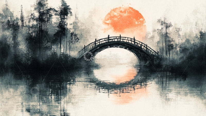 高清大图下载【趣麦麦图】水墨小桥1