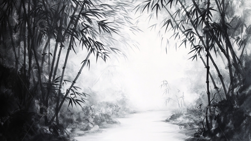 高清大图下载【趣麦麦图】古典水墨竹林11