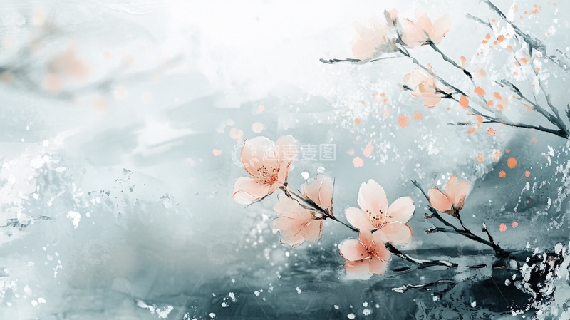 高清大图下载【趣麦麦图】水墨唯美桃花1
