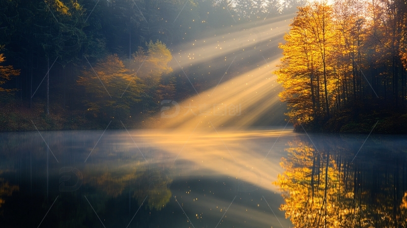 高清大图下载【趣麦麦图】湖畔湖泊梦幻森林10