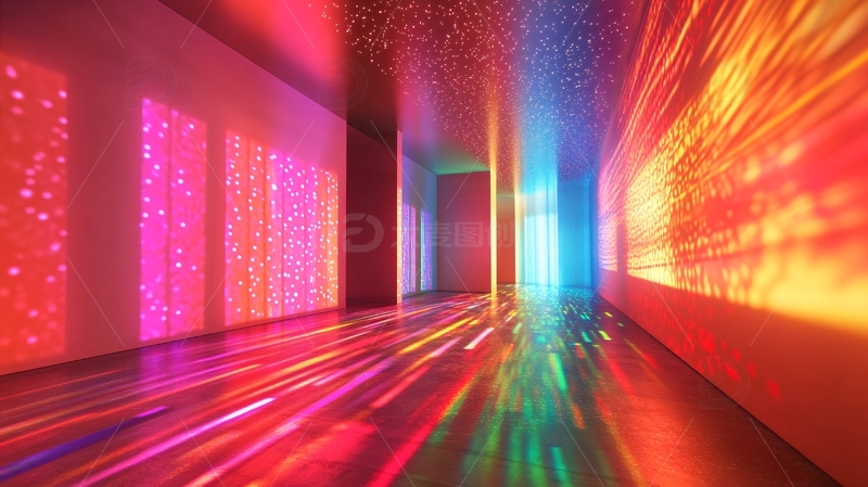 高清大图下载【趣麦麦图】七彩霓虹灯过道1