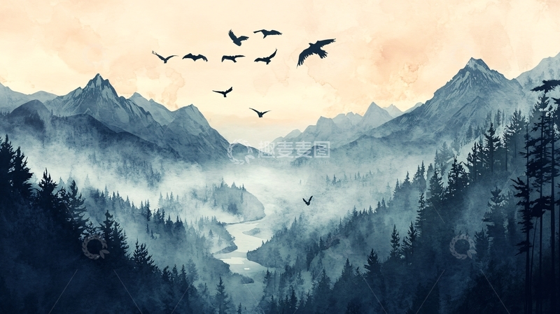 高清大图下载【趣麦麦图】意境长幅山景16