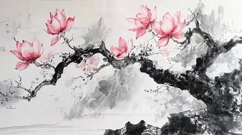 高清大图下载【趣麦麦图】水墨映山红