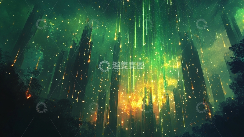 高清大图下载【趣麦麦图】神秘绿色水晶梦幻背景