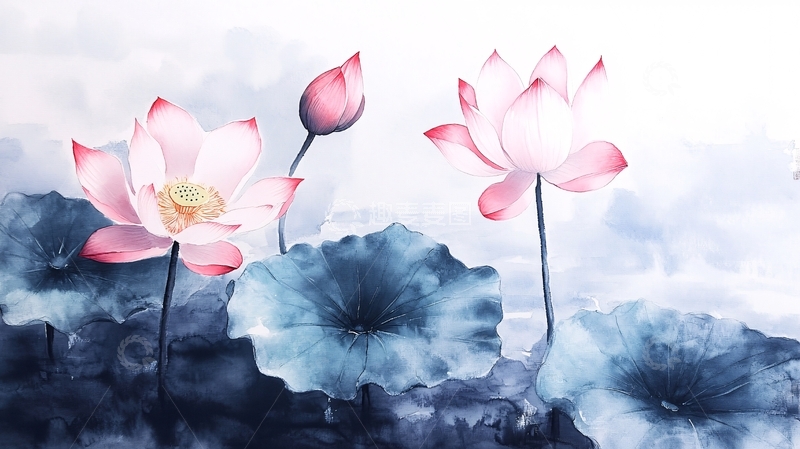 高清大图下载【趣麦麦图】数码手绘荷花6