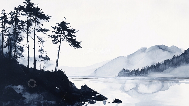 高清大图下载【趣麦麦图】加拿大水彩水墨山水画