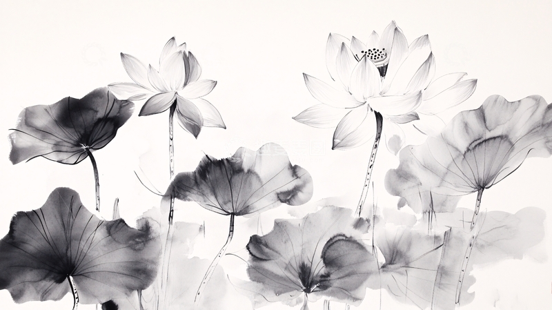 高清大图下载【趣麦麦图】唯美荷花水墨工艺荷花