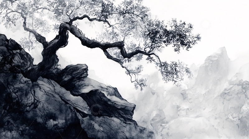 高清大图下载【趣麦麦图】意境水墨古树7